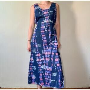 Reverse Tie Dyed Denim Maxi Dress